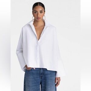 KBB by Kahlana women’s long sleeve A line shirt white size Large new